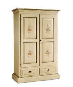 Armadio 2 porte e 2 cassetti avorio filo verde
