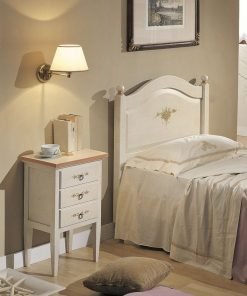 Comodino 3 cassetti bianco filo rosa