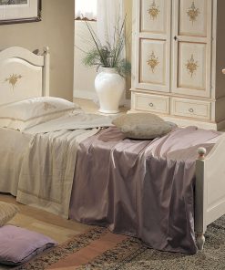 Letto singolo bianco filo rosa