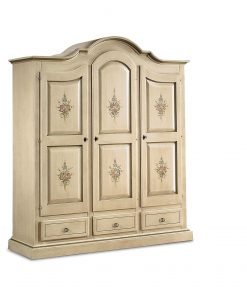 Armadio 3 porte e 3 cassetti smontabile avorio filo verde