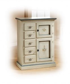 Stipo 2 porte e 5 cassetti bianco filo azzurro