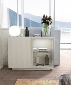 Credenza 2 porte in frassino con anta a vetro