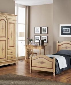 Armadio 3 porte 4 cassetti smontabile avorio anticato profili rosso antico