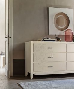 Comò 6 cassetti decoro foglia
