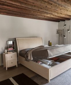 Letto matrimoniale con contenitore decoro foglia