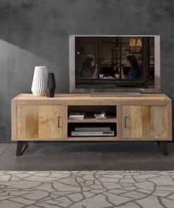Porta TV in Ontano con gambe in ferro