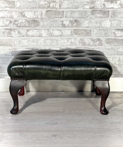 Poggiapiedi Chesterfield originale inglese in pelle verde