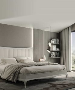 Letto in frassino con testata imbottita