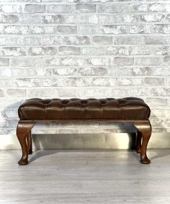 Poggiapiedi Chesterfield originale inglese in pelle marrone