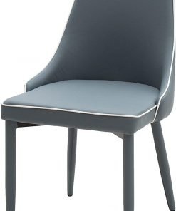 Sedia ecopelle grigio con bordo bianco