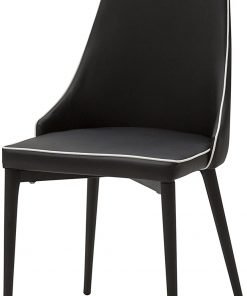 Sedia ecopelle nera con bordo bianco