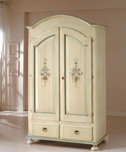 Armadio 2 porte e 2 cassetti avorio fili verde
