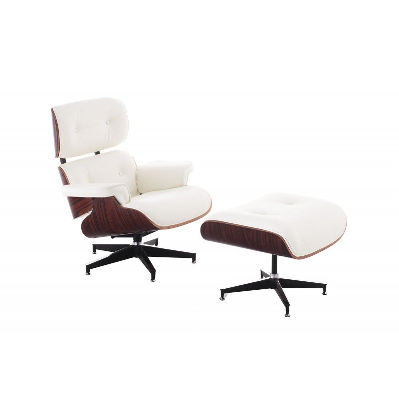 art.FM-803 Poltrona relax con poggiapiedi in pelle bianca o nera