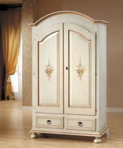 Armadio 2 porte 2 cassetti laccato bianco con profili color ocra