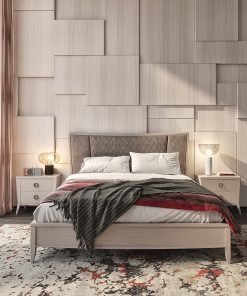 Letto in frassino con testata imbottita