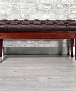 Tavolino apribile - panchina Chesterfield in pelle antique red