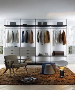 Composizione cabina armadio in alluminio e frassino