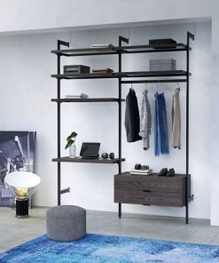 Cabina armadio in alluminio e frassino