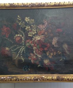 Pittura originale su tela con cornice in foglia oro