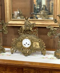 Orologio con candelabri originale in antimonio