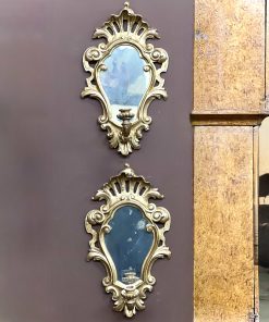 Coppia di appliques originali in acero finite in foglia oro zecchino