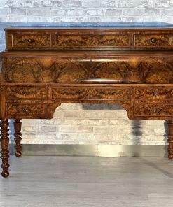 Scrittoio con alzata originale in piuma di noce