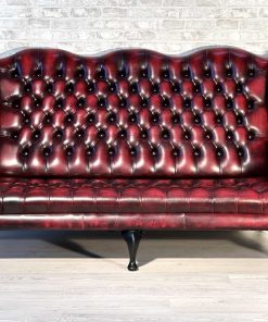 Divano Chesterfield 3 posti mod. Queen Anne originale inglese in pelle bordeaux