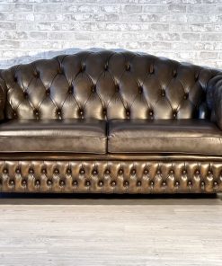 Divano Chesterfield 3 posti originale inglese in pelle marrone