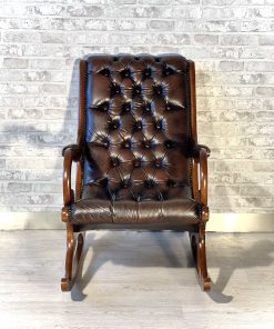Dondolo Chesterfield originale inglese in pelle marrone