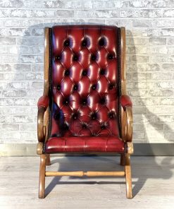 Poltrona Chesterfield mod. Slipper originale inglese in pelle bordeaux