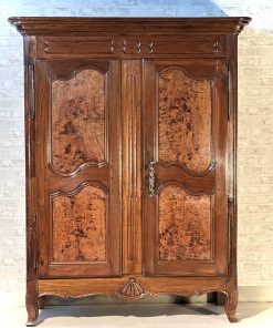 Armadio originale in rovere con pannello delle porte in radica di olmo