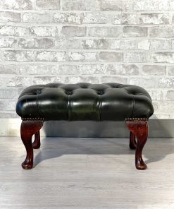 Poggiapiedi Chesterfield originale inglese in pelle verde