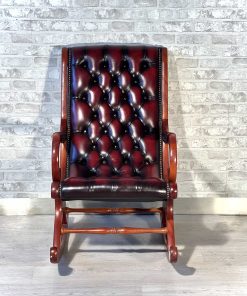 Dondolo inglese originale inglese in pelle bordeaux