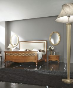 Letto con testata imbottita in ecopelle