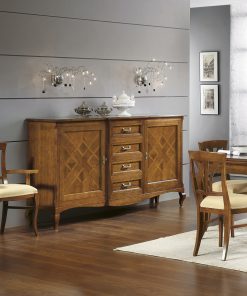 Credenza 2 porte e 4 cassetti intarsiata
