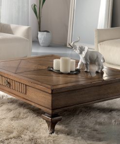 Tavolino da salotto con cassetto e piano in rovere