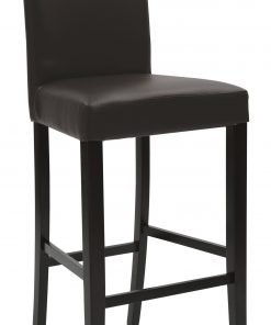 Sgabello ecopelle marrone con fusto wengé