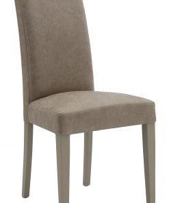 Sedia ecopelle beige invecchiato con fusto tortora