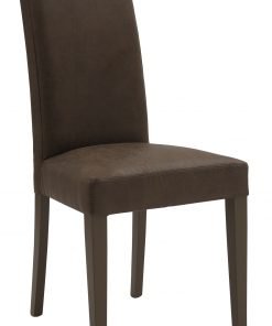 Sedia ecopelle marrone invecchiato con fusto marrone