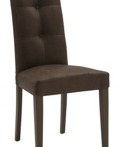 Sedia con bottoni ecopelle marrone invecchiato con fusto marrone