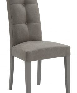 Sedia con bottoni ecopelle grigio invecchiato con fusto grigio