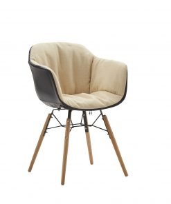 Poltroncina tessuto con rivestimento esterno ecopelle nero