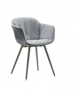 Poltroncina tessuto con rivestimento esterno ecopelle grigio