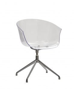 Poltroncina girevole con gambe metallo cromato