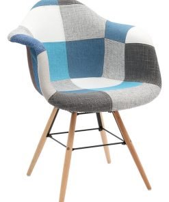 Poltroncina tessuto patchwork grigio azzurro