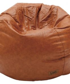 Pouf ecopelle marrone
