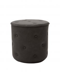 Pouf in ecopelle grigia con bottoni