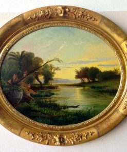 Quadro con dipinto su cornice in foglia oro zecchino