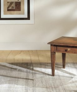 Tavolino quadrato con cassetto e piano in legno
